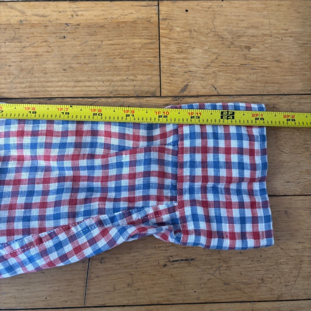 JCrew Irish Linen Shirt Baird McNutt Mens M Slim Fit Plaid Red Blue - Picture 6 of 6
